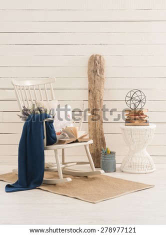 wood wall interior rocking chair corner
