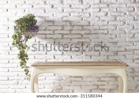 brick wall  flower  interior style