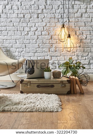 vintage winter with modern interior style and white chair