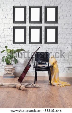 music  frame wall interior and guitar black chair