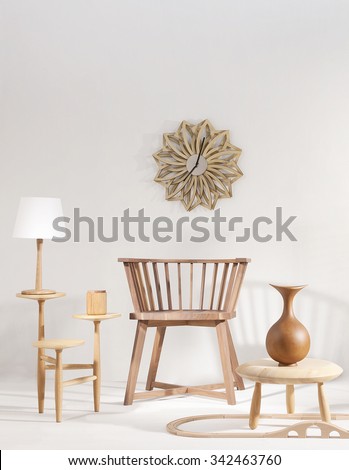 natural wood furniture white wall decor