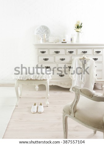classic chest of drawers and seats white concept interior living room