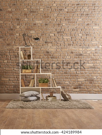 Build Organize A Corner Shelving System book corner\
brick walls against bright white shelves and furniture.\
beautiful clutter living with books by the style files\
art studio Libraries and Reading Room