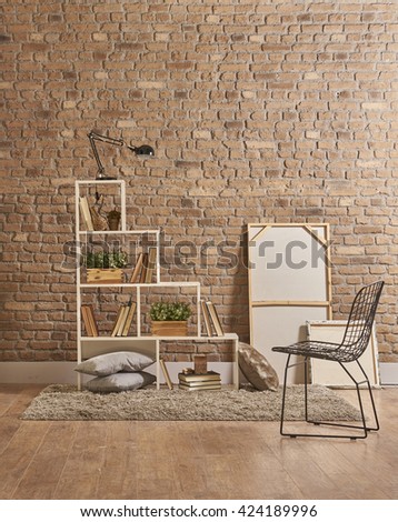 Build Organize A Corner Shelving System book corner\
brick walls against bright white shelves and furniture.\
beautiful clutter living with books by the style files\
art studio Libraries and Reading Room