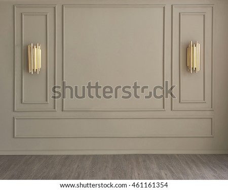 classic wall interior and modern frame with gold lamp