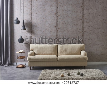 modern living room sofa and armchair with vase of grass