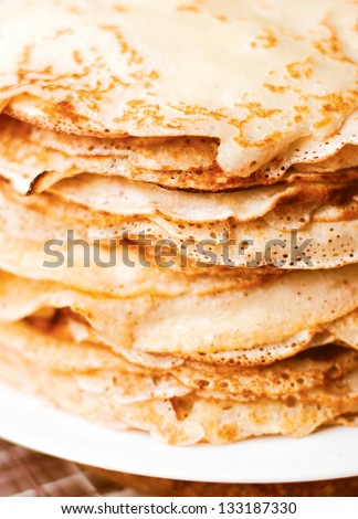 pancake yellow brown background. The food texture