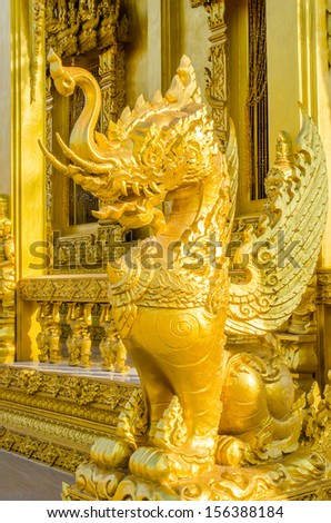 Thai style molding art at Paknamjoelo temple, Thailand