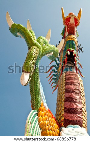 The flat of the dragon foot statue with blue sky, Thailand.