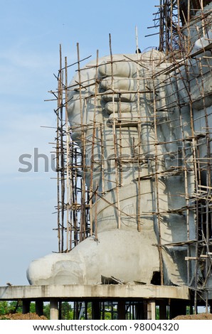 Big foot of ganesha statue under construction, Thailand.