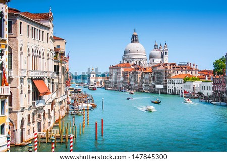 Canal Grande and Basilica di Santa Maria della Salute in Venice Italy Canal Grande and Basilica di Santa Maria della Salute in Venice Italy