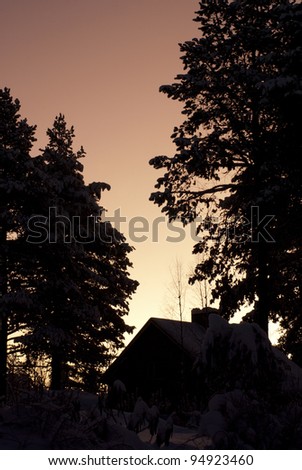 House Silhouette at Sun Rise