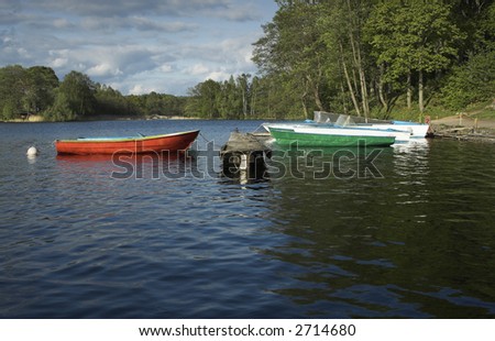 Boats in the lake. Picture taken in Trakai / Lithuania.