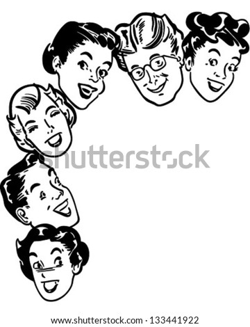 Happy Shoppers Retro Clipart Illustration Happy Shoppers Retro Clipart Illustration