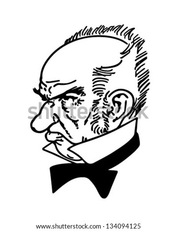 Grumpy Old Man - Retro Clip Art Illustration