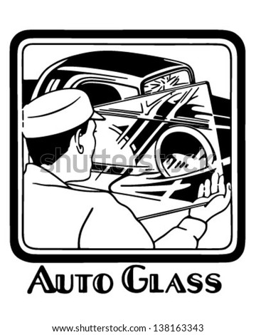 Auto Glass - Retro Clip Art Illustration