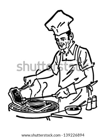 Barbecue Chef Retro Clip Art Illustration Barbecue Chef Retro Clip Art Illustration