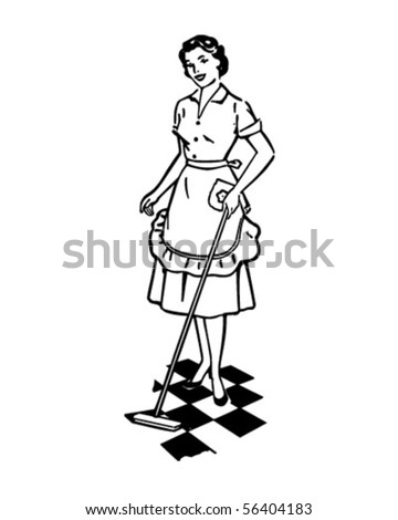 Lady Cleaning Floor