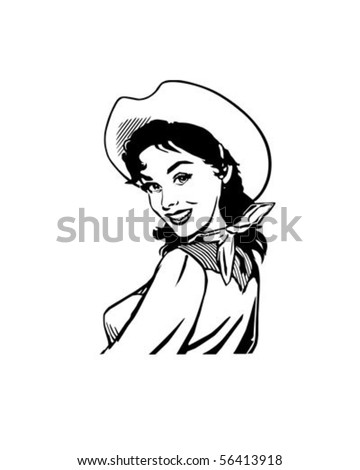 stock vector : Cute Cowgirl 2 - Retro Clip Art