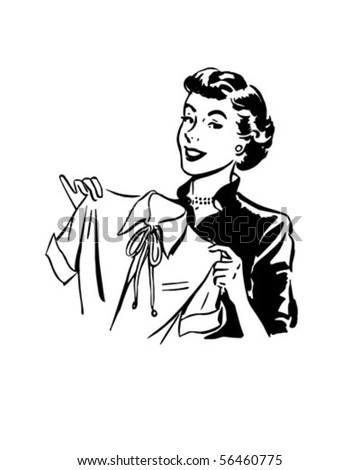 Lady With Blouse - Retro Clip Art