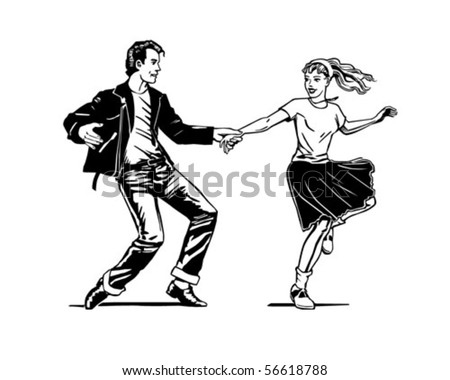 Clip  Dance on Retro Swing Dancing   Retro Clip Art Stock Vector 56618788