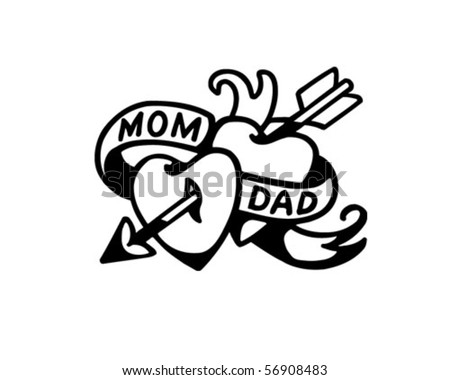 stock vector : Mom And Dad Tattoo