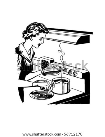 Clip Art Woman Cooking. Cooking - Retro Clip Art