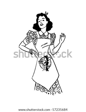 stock vector : Lady With Apron - Retro Clip Art