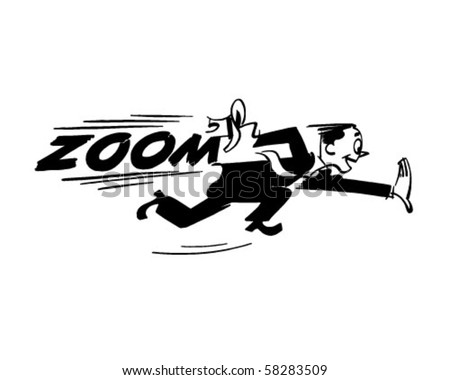 stock vector : Zoom - Man Running Very Fast - Retro Clip Art