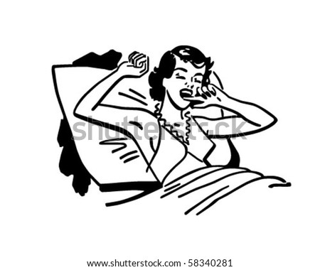 Rise And Shine - Woman Waking Up - Retro Clip Art