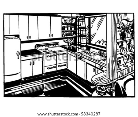 Kitchen Artwork on Retro Kitchen   Clip Art Stock Vector 58340287   Shutterstock