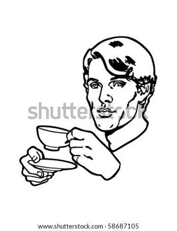 Tea Drinker - Retro Clip Art