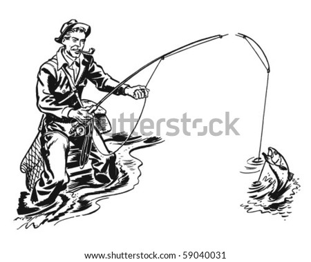 clipart fisherman. stock vector : Fisherman With