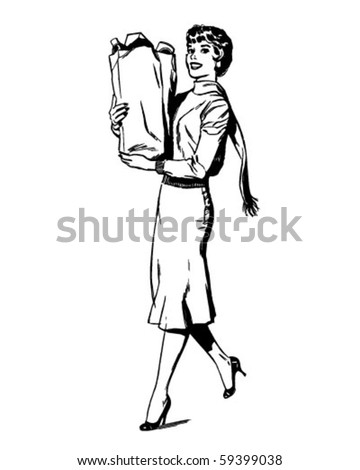 This "woman shopping for valentine's day" clipart image can be licensed as