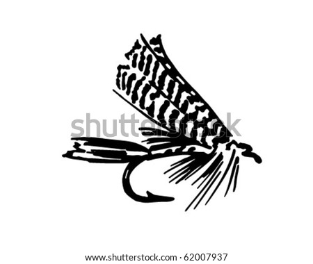 stock vector : Fishing Fly 6 - Retro Clipart