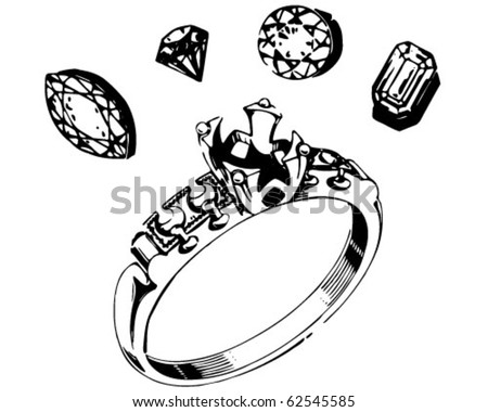 stock vector Ring Setting Gems Retro Clipart Illustration
