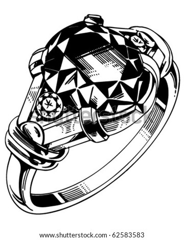 stock vector Small Round Gemstone Ring Retro Clipart Illustration