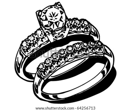 stock vector Wedding Rings Retro Clipart Illustration
