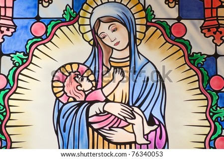 Beautiful Painting Glass In Catholic Church Of Christians At ... Beautiful Painting Glass In Catholic Church Of Christians At ...