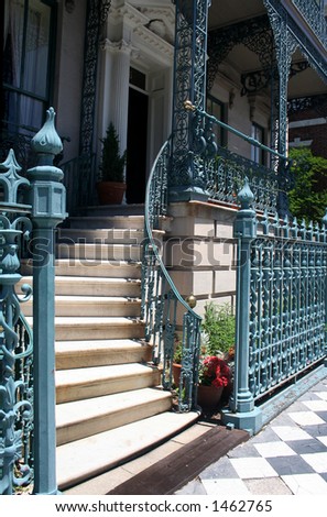 elegant staircase with railing