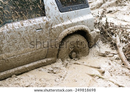 Car stuck in mud