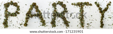 Party Spelled With Marijuana. The word \