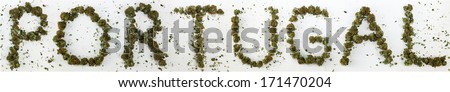 Portugal Spelled With Marijuana. The word \