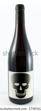 Red Wine Black Skull. Wine bottle with a black skull printed on the label.