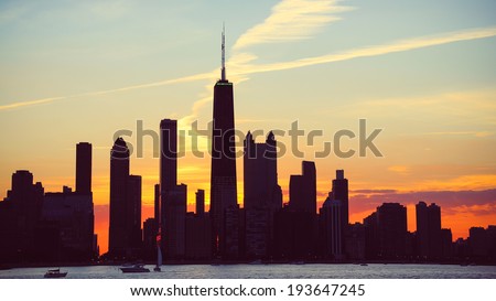Chicago Skyline Dusk. The skyline of Chicago, Illinois at dusk.