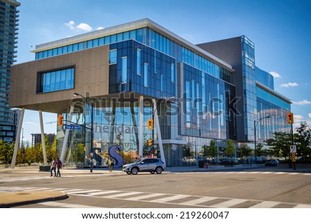 MISSISSAUGA, CANADA - SEPTEMBER 23, 2014: Sheridan College Institute of Technology and Advanced Learning building in downtown Mississauga, Canada.