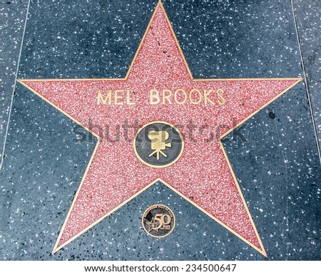 HOLLYWOOD - NOV 11, 2014: Mel Brooks star on the Hollywood Walk of Fame along Hollywood Blvd in downtown Hollywood, California.