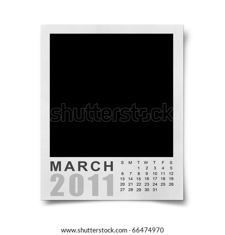 stock photo : Calendar 2011 on the Empty photo blank. march