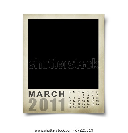 stock photo : Calendar 2011 on the Empty photo blank.march