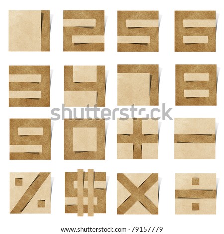 Origami alphabet ( Note Pad style ) letters recycled paper craft stick on white background